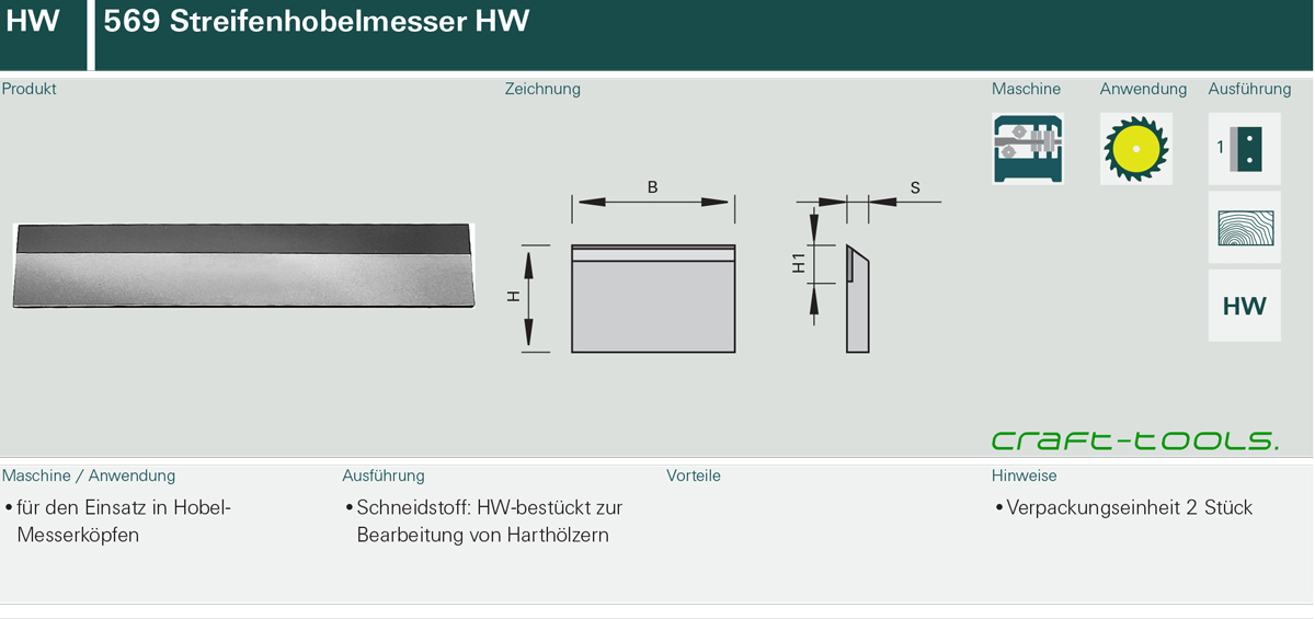 Stehle 569 Streifenhobelmesser HW